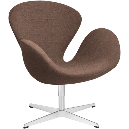 Photo of 3320 Swan Armchair, Beige/orange 1132 Christianshavn Fabric, Swivel Star Base - Swivel Armchairs - Arne Jacobsen - Brown - Metal/Foam/Wool