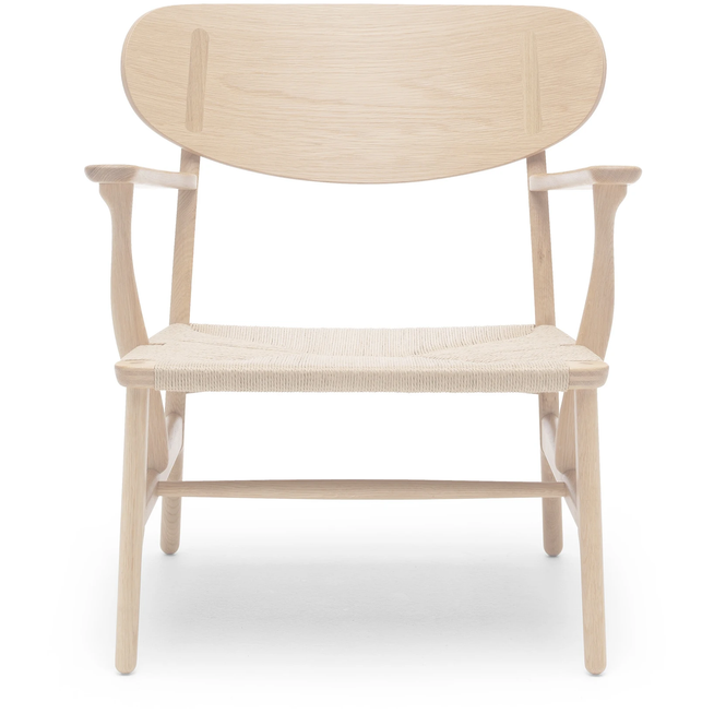 Photo of Carl Hansen - Ch22, White Oiled Oak, Chord Natural - Armchairs - Hans J. Wegner - Wood-coloured - Natural material/wood