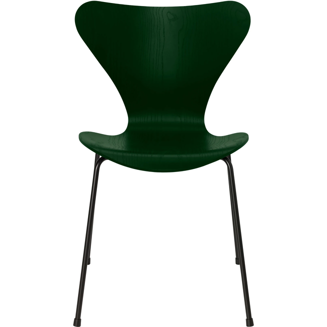 Photo of Sjuan 3107 Evergreen Coloured Ash/black - Dining chairs - Arne Jacobsen - Green - Metal/wood
