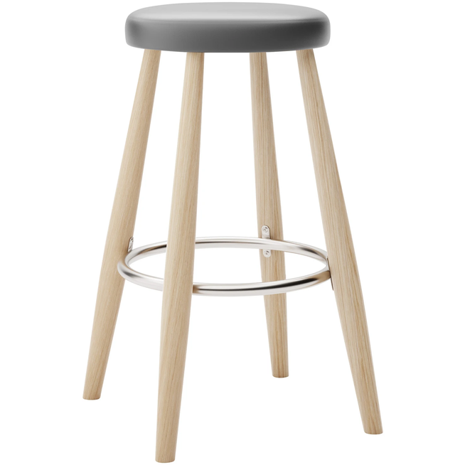 Photo of Carl Hansen - Ch58 Low Stool, White Oiled Oak, Leather Group B Thor - 359 - Bar stools & Bar stools - Hans J. Wegner - Wood - Leather/metal/wood