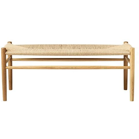 J83b Bench Jørgen Bækmark L: 100 cm - Natural wicker/oak