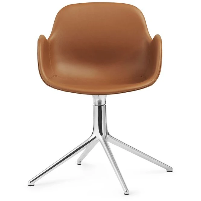 Photo of Form Armchair - Drejestel 4l Fuldt Polstret - Lænestol - Stel: Aluminium / Ultra Leather: 41574 (brandy) - 41599 (black) - L: 70,5 X H: 80 X Sh: 44 Cm