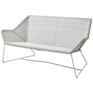 Photo of Breeze 2-seater Lounge Sofa 5567 li/ls/lw - Garden Sofa - White-Grey - W: 154 x D: 76 x H: 78 x Sh: 37 cm