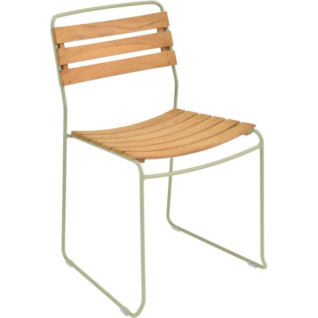 Photo of Surprising Teak Chair - Willow Green - Outdoor Dining Chairs - Harald Guggenbichler - Green - Metal/Wood
