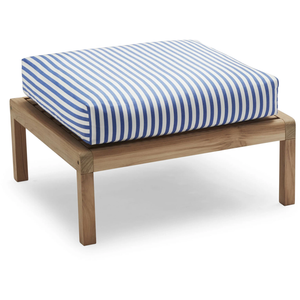 Virkelyst Pouf, Teak, Fossflakes Padding, Outdoor Textile / Sea Blue Stripe - Utomhuspallar & Puffar - Says Who - Gul