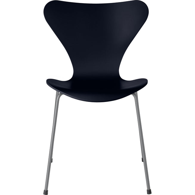 Photo of Sjuan 3107 Midnight Blue Lacquered/silver Grey - Dining chairs - Arne Jacobsen - Blue - Metal/wood