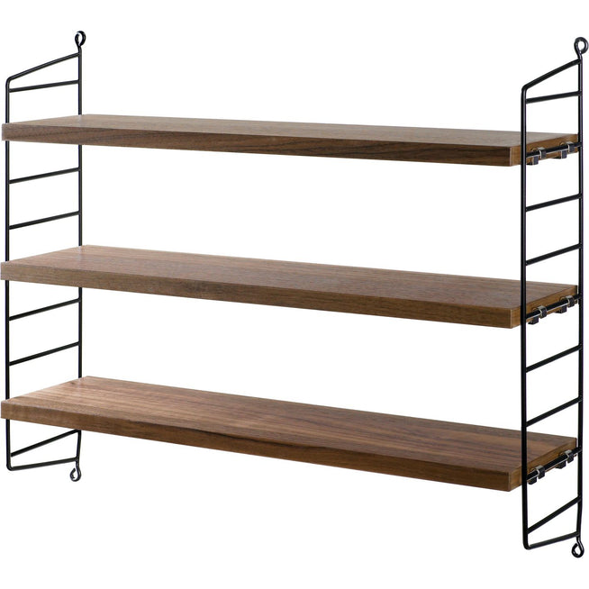 Photo of String Pocket, Walnut/black - Wall shelves - Nils Strinning - Wood-coloured, white - Metal/wood