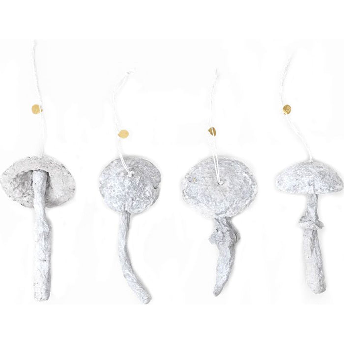 Photo of Mushroom Ornaments - Ophæng - Mushroom Ornaments - Set Of 4 - Faded White - W6.5 X D6.5 X H11 Cm