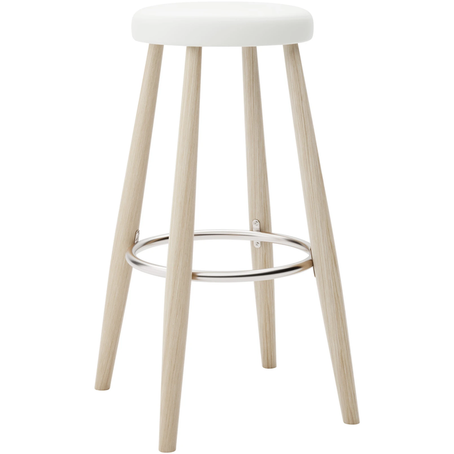 Photo of Carl Hansen - Ch56 High Stool, Soaped Oak, Leather Group B Thor - 390 - Bar stools & Bar stools - Hans J. Wegner - Wood - Leather/metal/wood