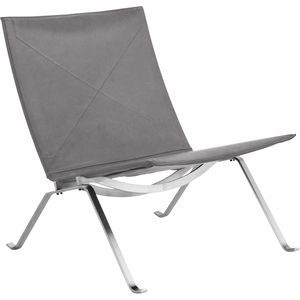 Photo of Pk22, Leather, Embrace Concrete Grey - Armchairs - Poul Kjærholm - Grey - Leather/metal