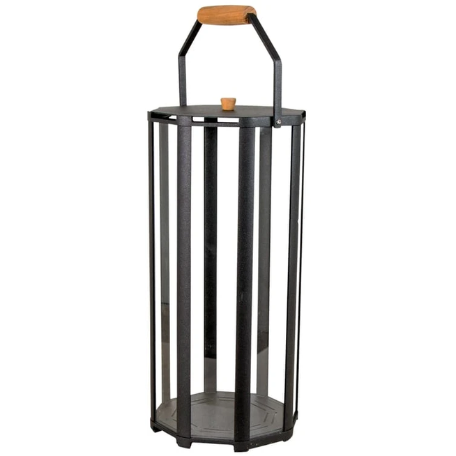 Photo of Lightlux Lantern w/teak - Lantern - Lava Grey, Aluminium - Large - H52 x D25 cm