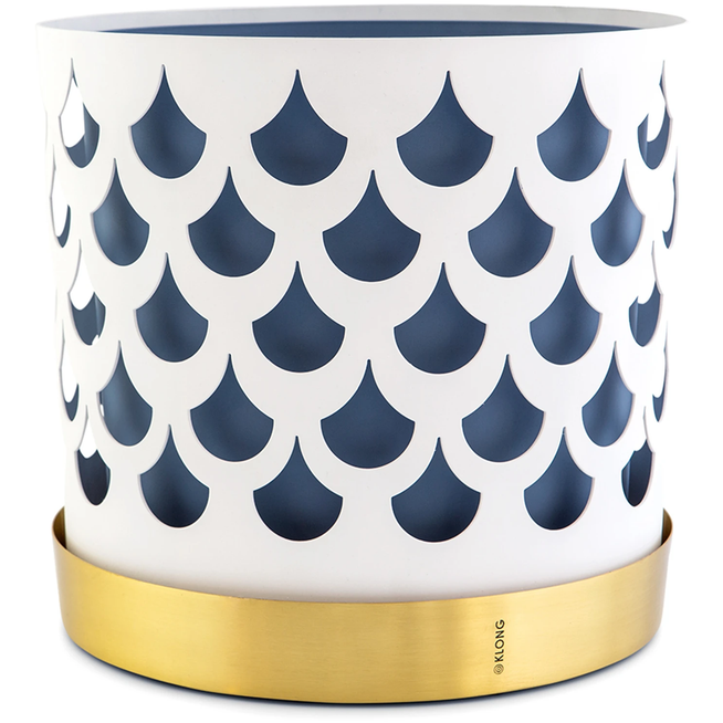 Photo of Trio Flower Pot - Large, Drop, White - Pots & Vases - Ania Pauser - Gold, White, Blue