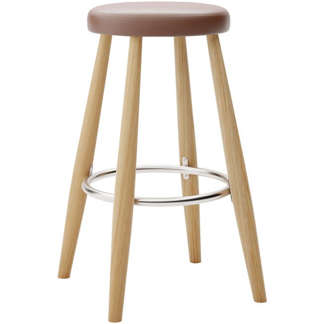 Photo of Carl Hansen - Ch58 Low Stool, Oiled Oak, Leather Group C Sif - 92 - Bar stools & Bar stools - Hans J. Wegner - Wood - Leather/metal/wood