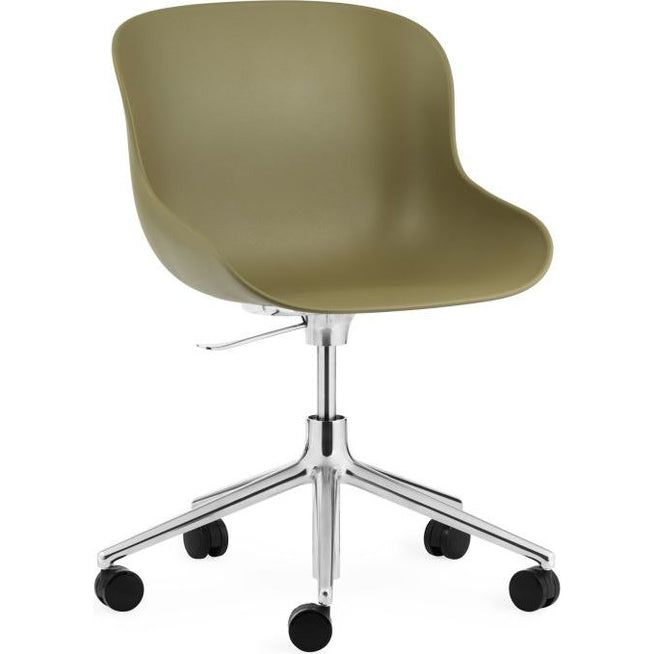 Photo of Hyg Chair Swivel Frame 5w Gas Lift - Office Chair - Seat: Olive / Frame: Aluminium - L: 72.5 x D: 72.5 x H: 78/92 x Sh: 38/52 cm