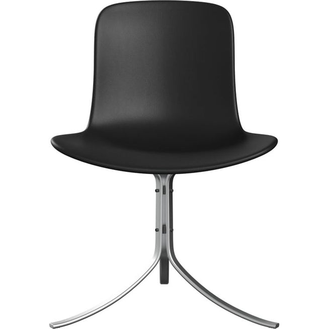 Photo of Pk9, Leather, Aura Black - Dining chairs - Poul Kjærholm - Black - Leather/metal/synthetic