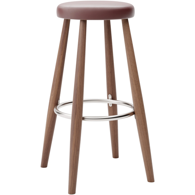 Photo of Carl Hansen - Ch56 High Stool, Oiled Walnut, Leather Group C Sif - 93 - Bar stools & Bar stools - Hans J. Wegner - Wood - Leather/metal/wood
