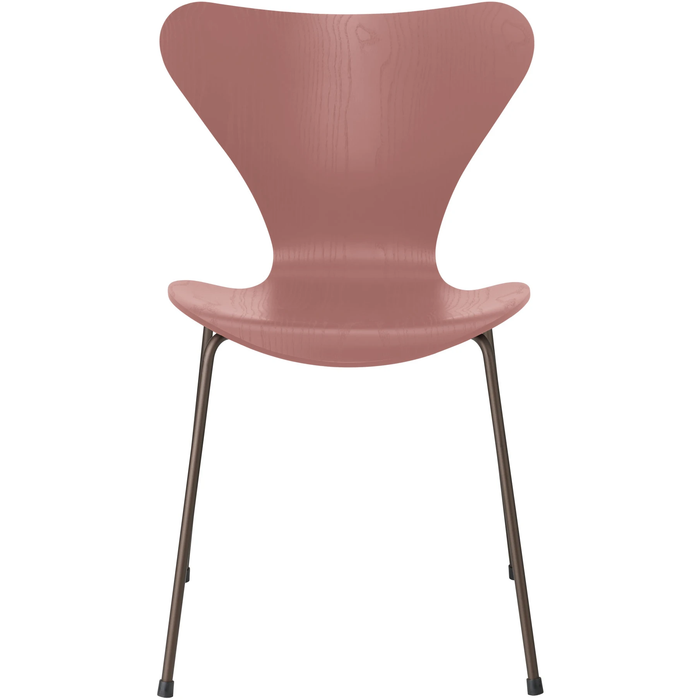 Photo of 3107 Seven, coloured box, Venetian Red, Underframe Brown Bronze - Dining chairs - Arne Jacobsen - Red - Metal/wood