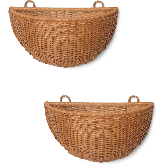 Photo of Braided Wall Pockets - Kurv - Natural / Set Of 2 - W: 45 X H: 41 X D: 18.5 Cm