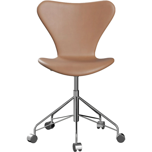 Photo of 3117 Sjuan - Full upholstery, Leather, Rustic - Desk chairs - Arne Jacobsen - Brown
