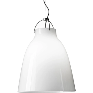 Photo of Caravaggio Opal P3 Pendant Lamp White Opal Glass-silver Grey Cord