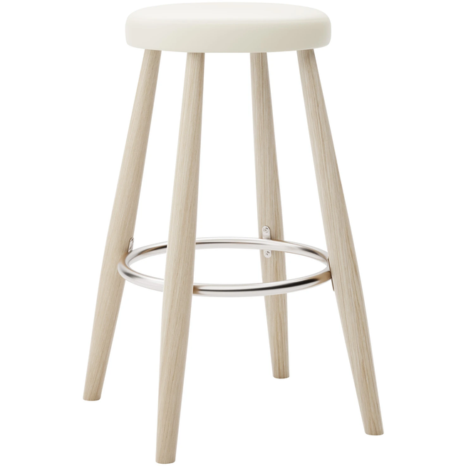 Photo of Carl Hansen - Ch58 Low Stool, Soaped Oak, Leather Group B Thor - 300 - Bar stools & Bar stools - Hans J. Wegner - Wood - Leather/metal/wood