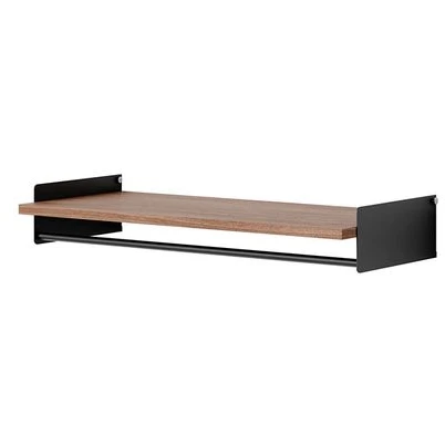 Photo of New Works Wardrobe Shelf Kit - Hylde - Walnut / Black - H13 X W80 X D35 Cm