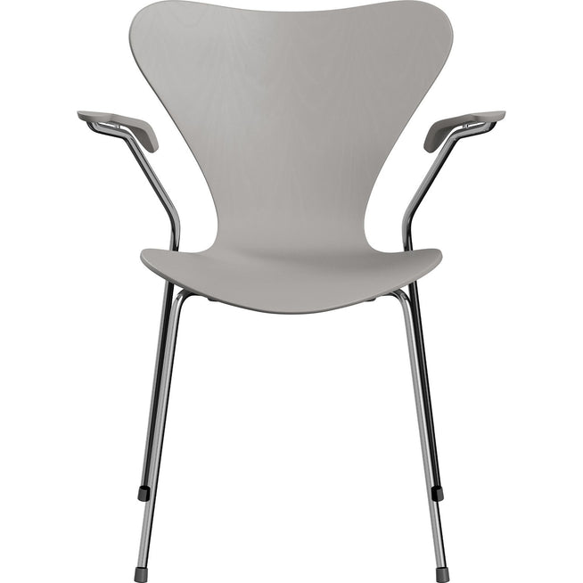 Photo of 3207 Sjuan, Coloured Ash veneer, Nine Grey - Dining chairs - Arne Jacobsen - Grey - Metal/wood