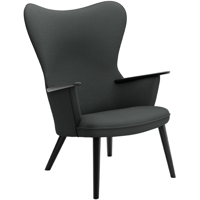 Photo of Carl Hansen - Ch78 Armchair, Black Oak, Fabric Group 3 Fiord 0191 - Armchairs - Hans J. Wegner - Wood/Textile/Foam