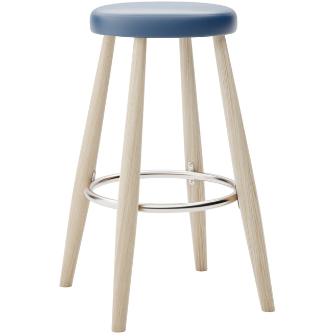 Photo of Carl Hansen - Ch58 Low Stool, Soaped Oak, Leather Group A Loke - 7310 - Bar stools & bar stools - Hans J. Wegner - Wood - Leather/metal/wood