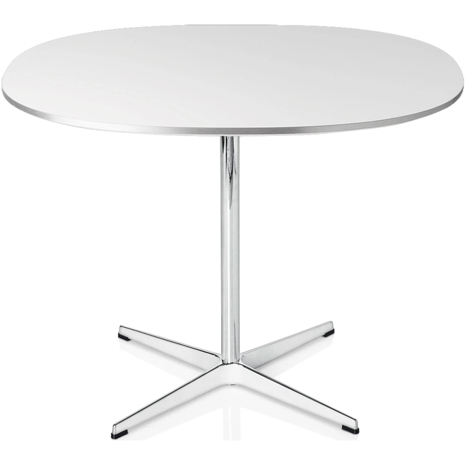 Photo of A602 Supercirkulär, 75x75 cm, laminate vit, 4-grenade Stjärnfot - matbord - Arne Jacobsen,piet Hein - vit - laminate/metal