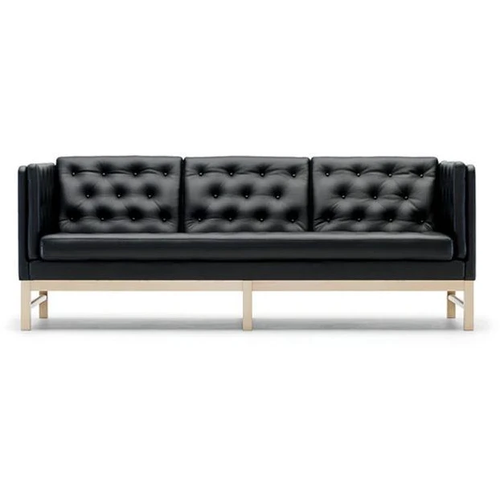 Photo of Erik Jørgensen Ej 315-3 3 Pers. Sofa L: 210 cm - Black Semi-Aniline Leather/Soap Treated Oak