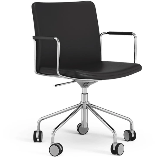 Photo of Stella Office Chair Can Be Raised/lowered With Tilt Leather Elmosoft 99999 Black, Chrome Stand