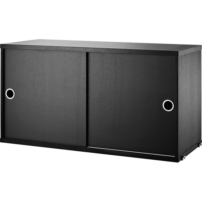 Photo of String Cabinets/sliding doors 78x30, Black stained ash - Shelving - Nils Strinning - Wood-coloured - Metal/wood
