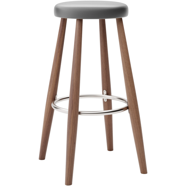 Photo of Carl Hansen - Ch56 High Stool, Oiled Walnut, Leather Group B Thor - 359 - Bar stools & Bar stools - Hans J. Wegner - Wood - Leather/metal/wood