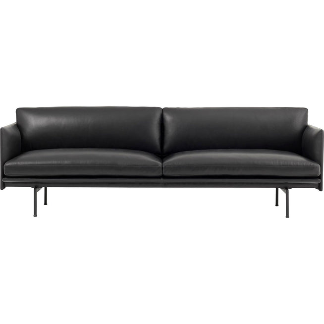 Photo of Outline Sofa 3-seater, Silk Leather Black - Soffor - Anderssen & Voll - Brun