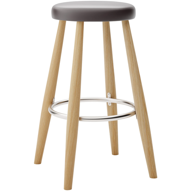 Photo of Carl Hansen - Ch58 Low Stool, Oiled Oak, Leather Group B Thor - 306 - Bar stools & Bar stools - Hans J. Wegner - Wood - Leather/metal/wood