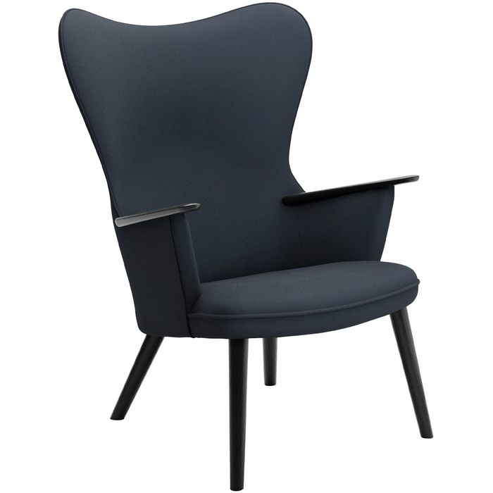 Photo of Carl Hansen - Ch78 Armchair, Black Oak, Fabric Group 3 Fiord 0782 - Armchairs - Hans J. Wegner - Wood/textile/foam
