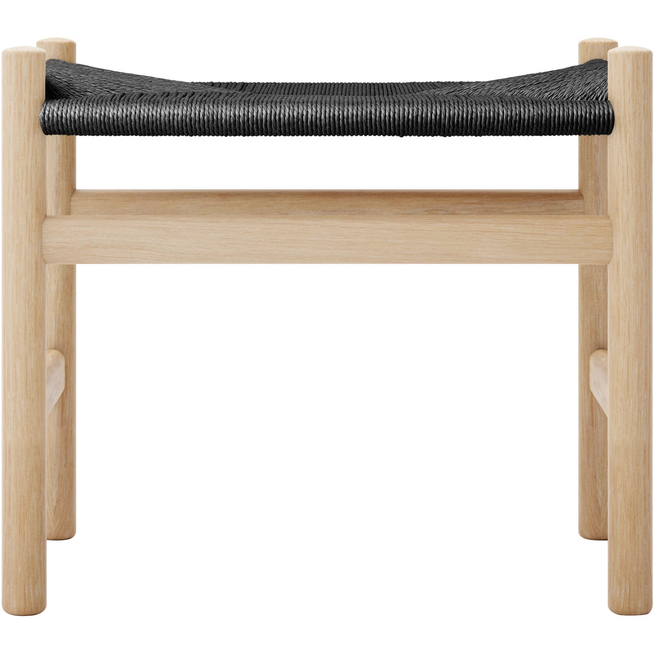 Photo of Carl Hansen - Ch53, oak, white oiled, black braided, 39 cm - footstools - Hans J. Wegner - wood-coloured - paper/wood