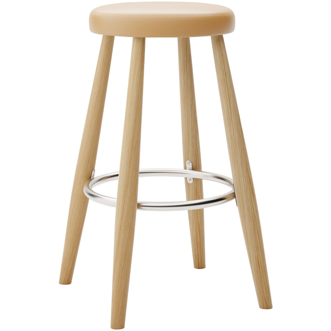 Photo of Carl Hansen - Ch58 Low Stool, Oiled Oak, Leather Group A Loke - 7050 - Bar stools & Bar stools - Hans J. Wegner - Wood - Leather/metal/wood