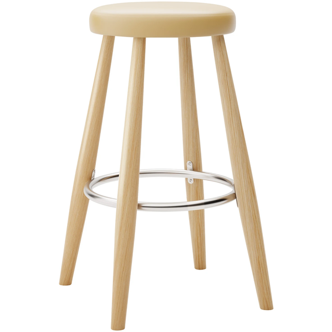 Photo of Carl Hansen - Ch58 Low Stool, Clear Lacquered Oak, Leather Group B Thor - 325 - Bar Stools & Bar Stools - Hans J. Wegner - Wood - Leather/Metal/Wood