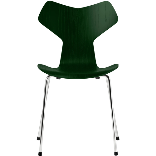 Photo of 3130 Grand Prix, coloured ash, evergreen, underframe chrome-plated steel - dining chairs - Arne Jacobsen