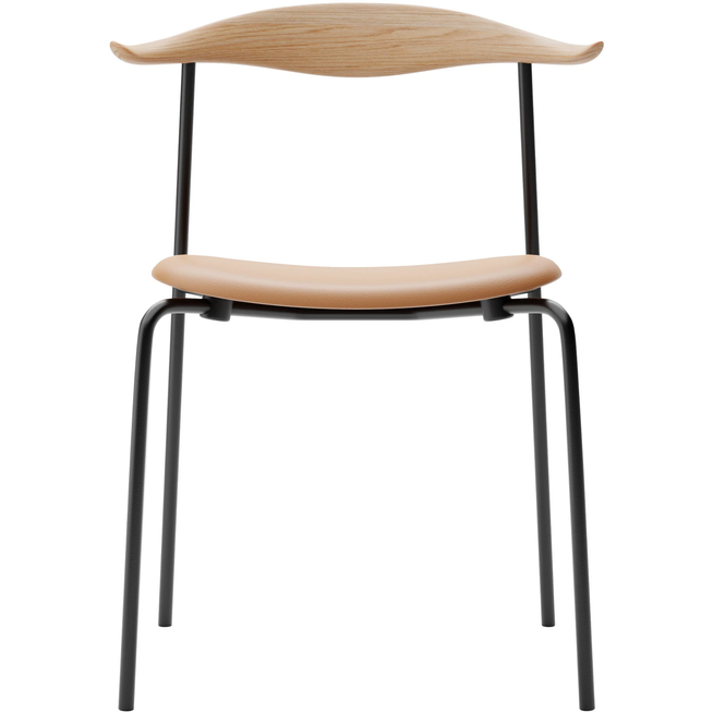 Photo of Carl Hansen - Ch88p - Black Steel, Oak, Oiled, Leather Group A Loke - 7050 - Dining Chairs - Hans J. Wegner - Brown - Leather/Wood