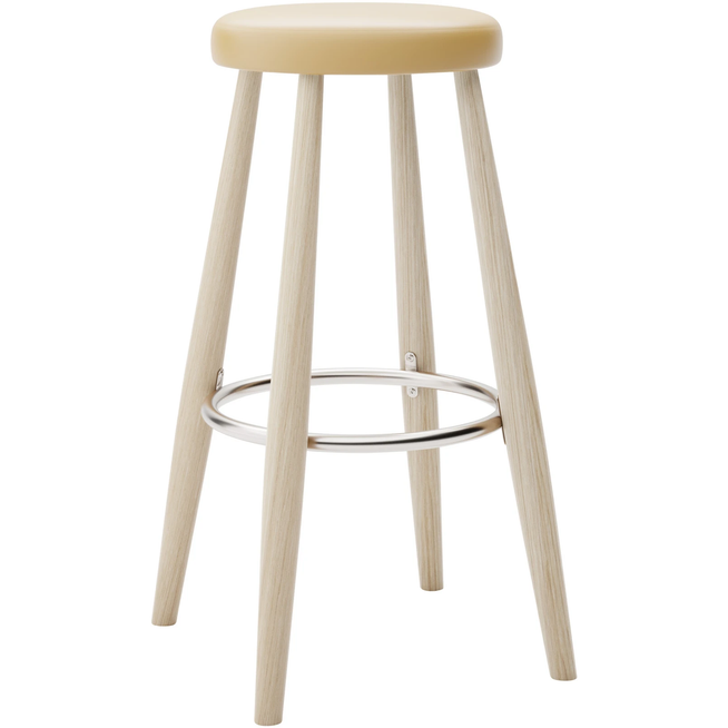 Photo of Carl Hansen - Ch56 High Stool, Soaped Oak, Leather Group B Thor - 325 - Bar stools & Bar stools - Hans J. Wegner - Wood - Leather/metal/wood