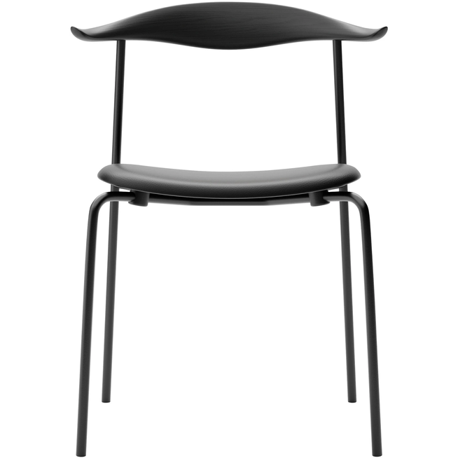 Photo of Carl Hansen - Ch88p - Black Steel, Oak, Black, Leather Group A Loke - 7150 - Dining Chairs - Hans J. Wegner - Black - Leather/Wood