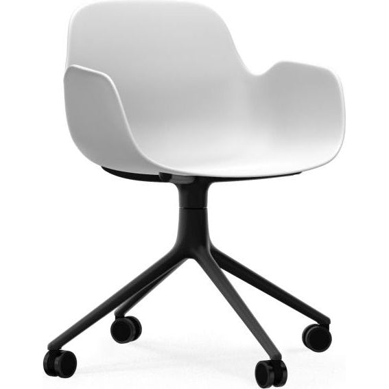 Photo of Form Armchair Swivel 4w Alu - Kontorstol - White / Black Aluminum - H79 X W56 X D52 X Sh44 Cm