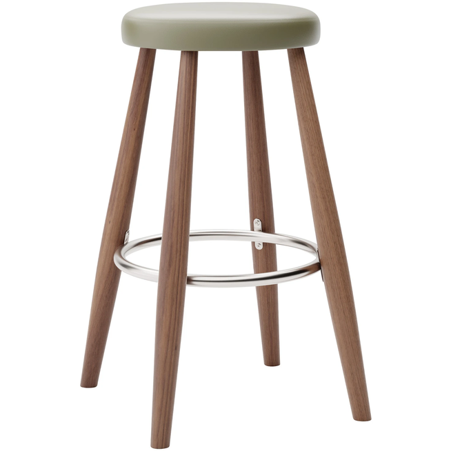Photo of Carl Hansen - Ch58 Low Stool, Oiled Walnut, Leather Group A Loke - 7240 - Bar stools & Bar stools - Hans J. Wegner - Wood - Leather/metal/wood