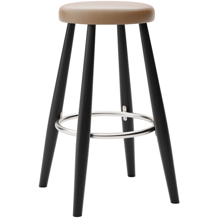 Carl Hansen - Ch58 Low Stool, Black Lacquered Oak, Leather Group C Sif - 91 - Bar stools & Bar stools - Hans J. Wegner - Black - Leather/metal/wood