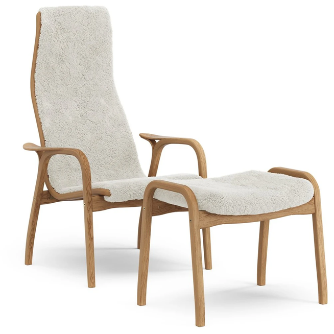 Photo of Lamino Armchair And Footstool Oiled Oak/sheepskin