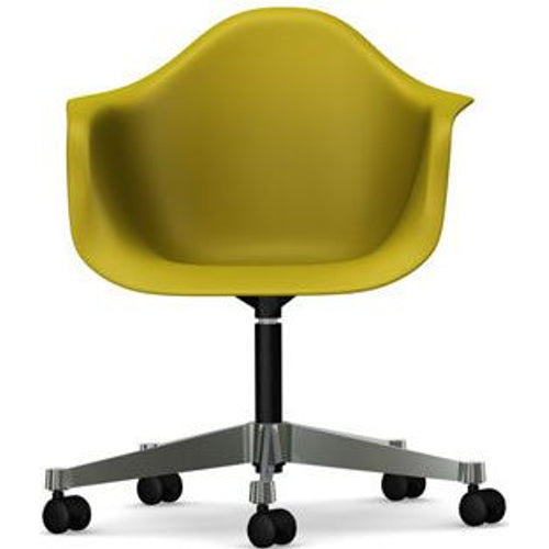 Eames Plastic Armchair Pacc - 34 Mustard - Castors Hard - Skrivbordsstolar - Charles & Ray Eames - Gul
