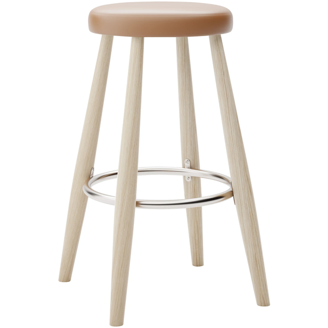 Photo of Carl Hansen - Ch58 Low Stool, Soaped Oak, Leather Group B Thor - 307 - Bar stools & Bar stools - Hans J. Wegner - Wood - Leather/metal/wood